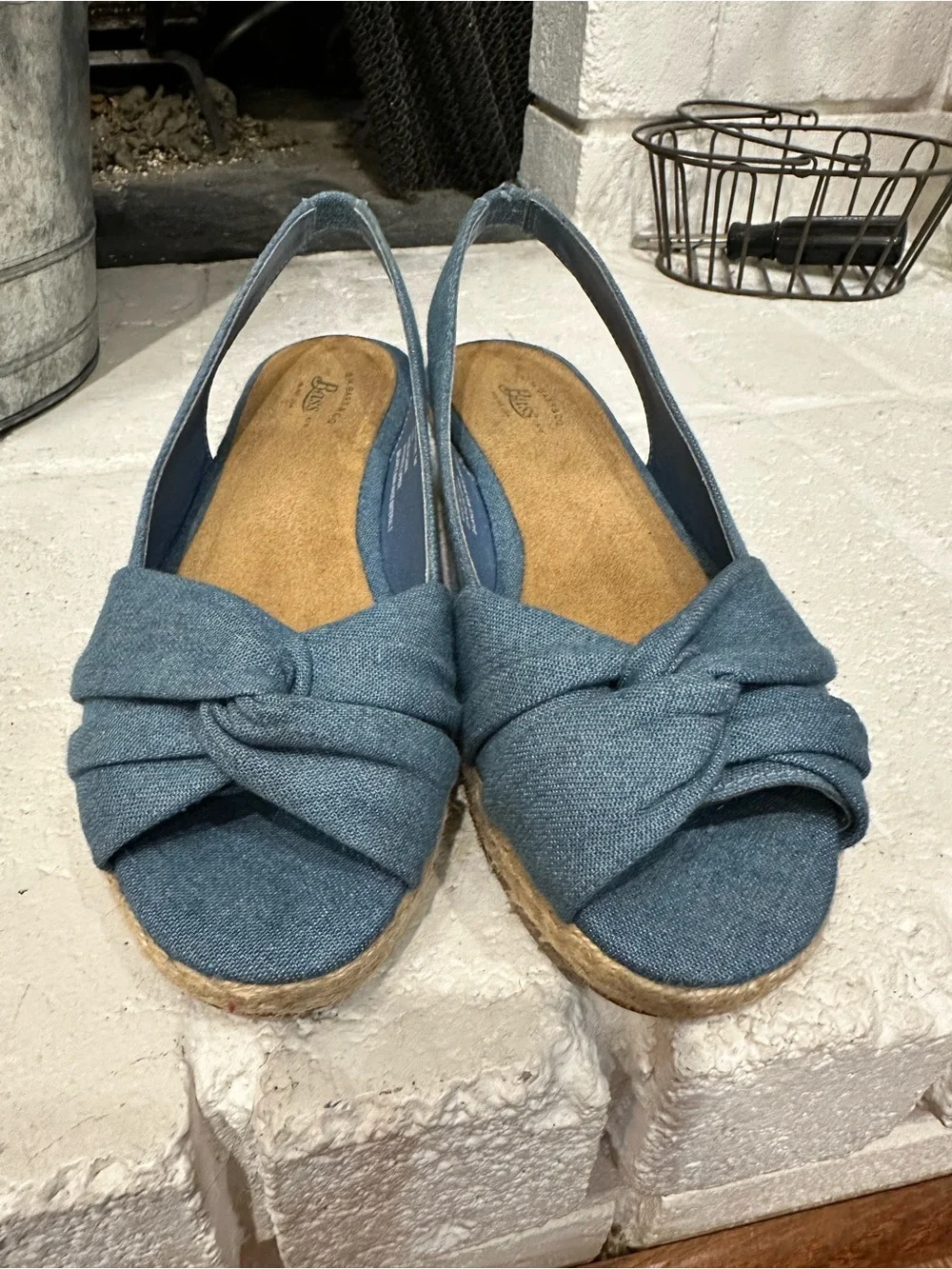G.H. Bass & Co. Denim Blue Knotted Espadrille Slingbacks